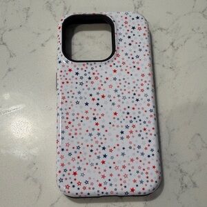 Casely- iPhone 15 pro Starry Pattern Phone Case - White, Red, and Blue
